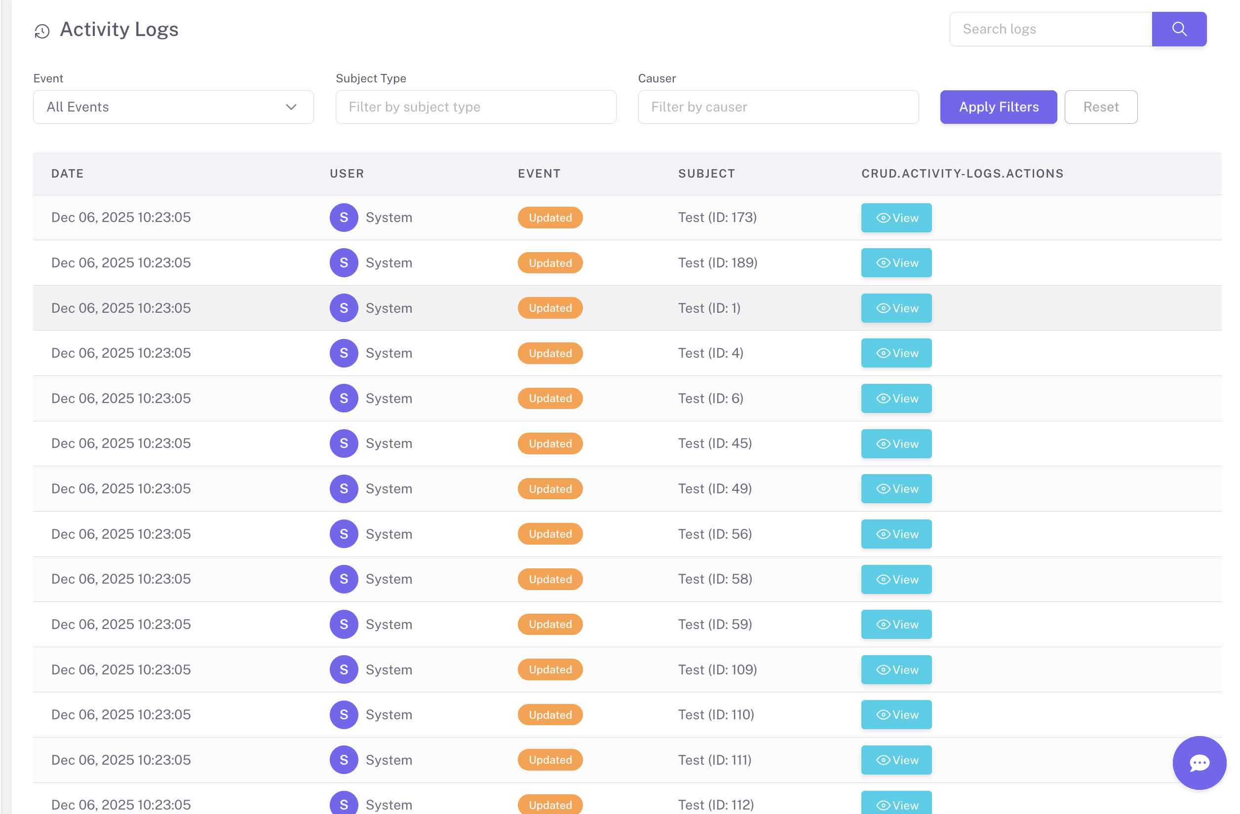 Activity Logs